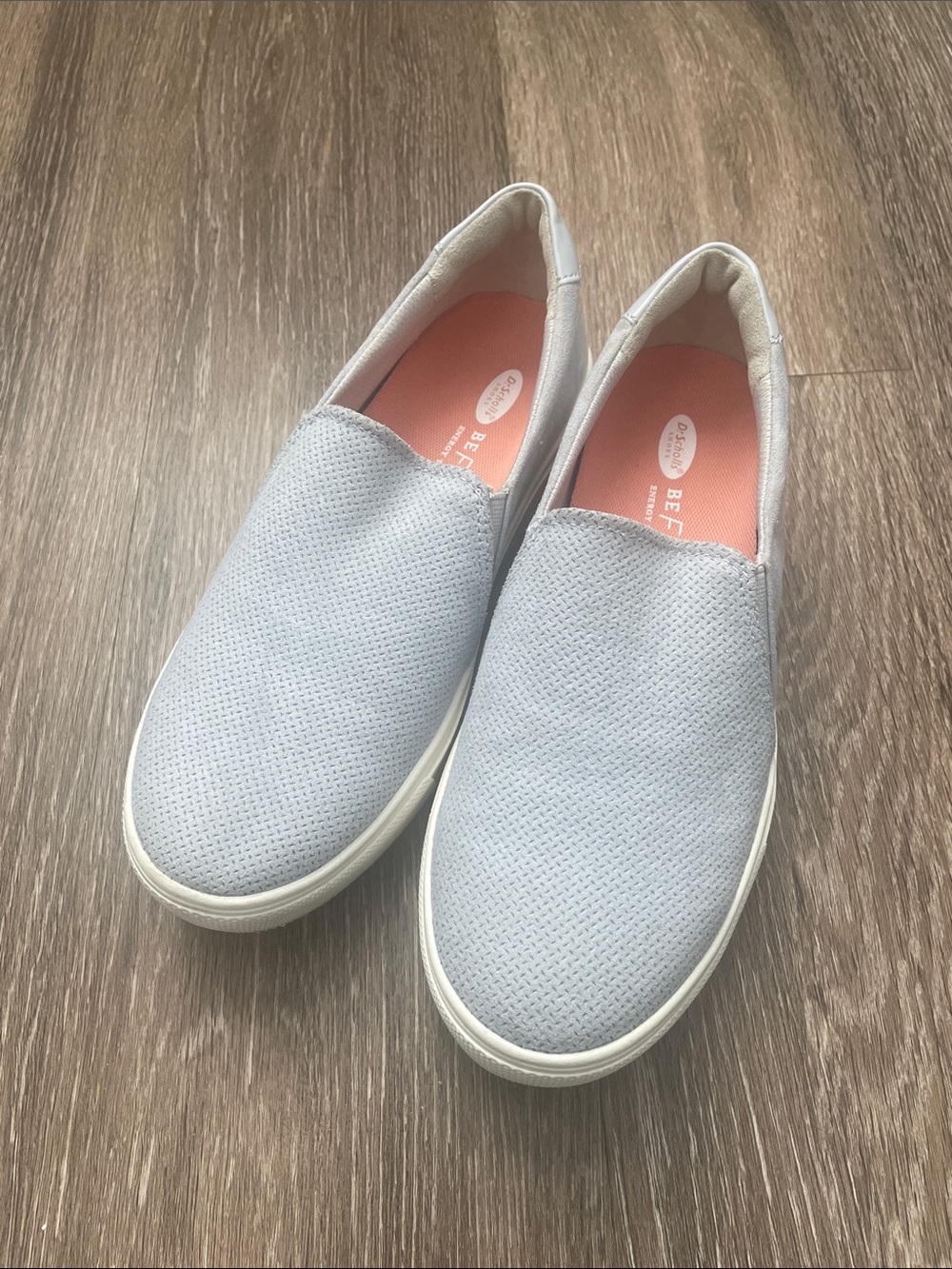 Dr. Scholl's Women's Light Gray Slip-On Moccasins with White Sole